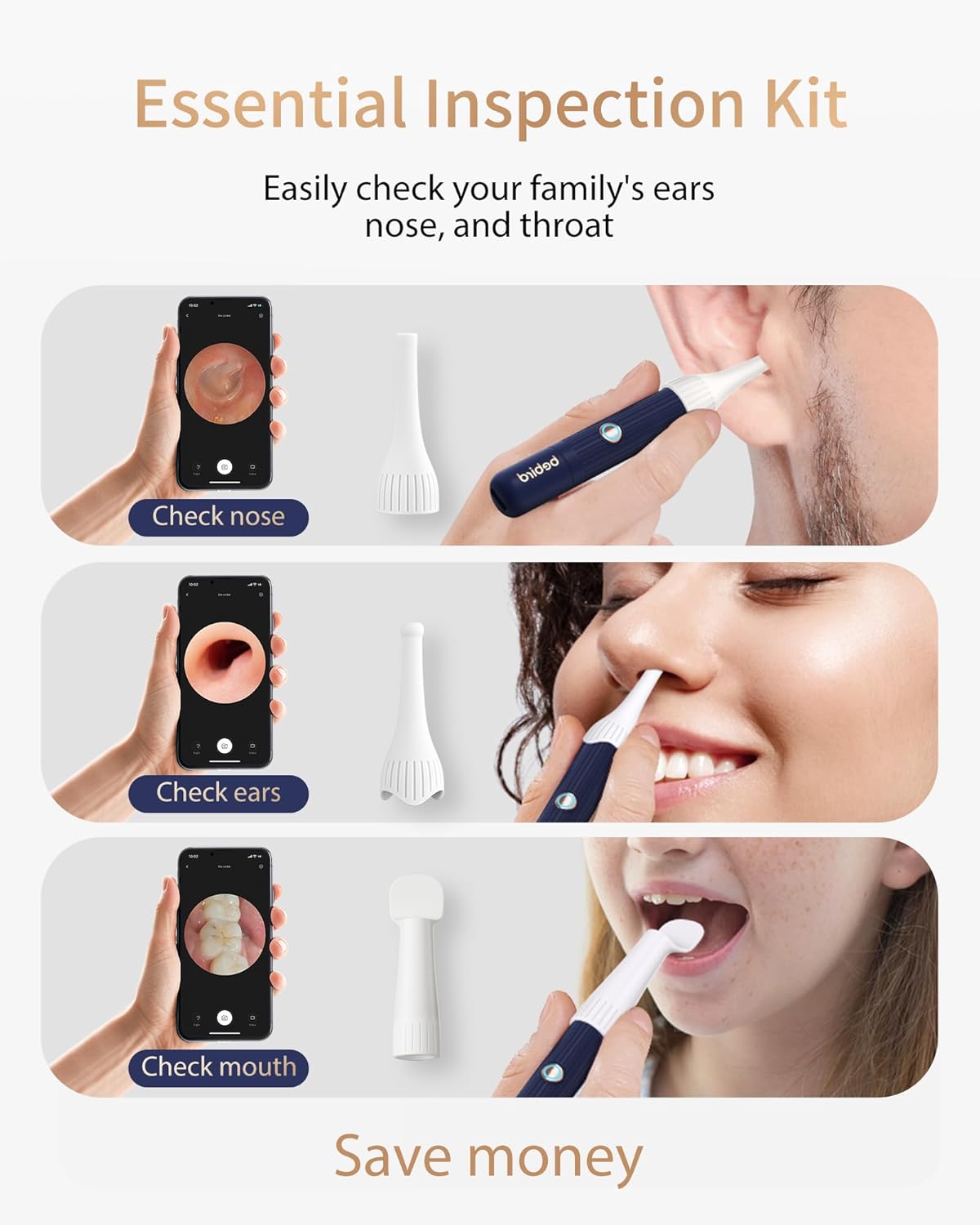 Ear wax removal and ear cleaning device equipped with camera