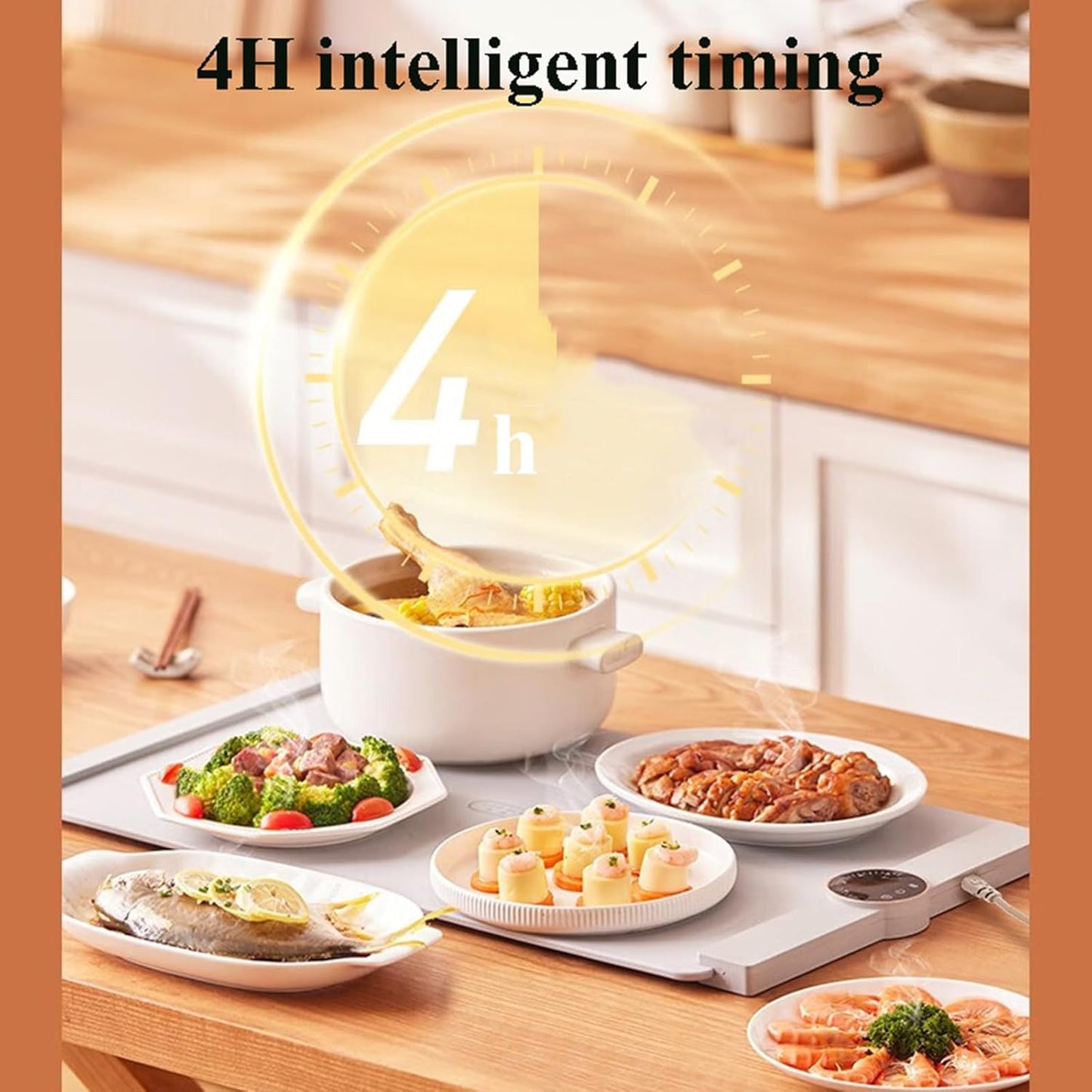 Multifunctional household folding square dining table meal insulation electric heating, constant temperature thawing ingredients