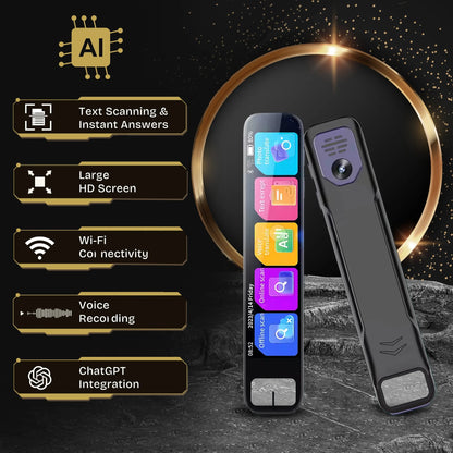 ScanSense AI Smart Pen - Instant AI Answers for Math, History & More | Offline Translation (60+ Languages), Camera, Bluetooth, Music & File Storage