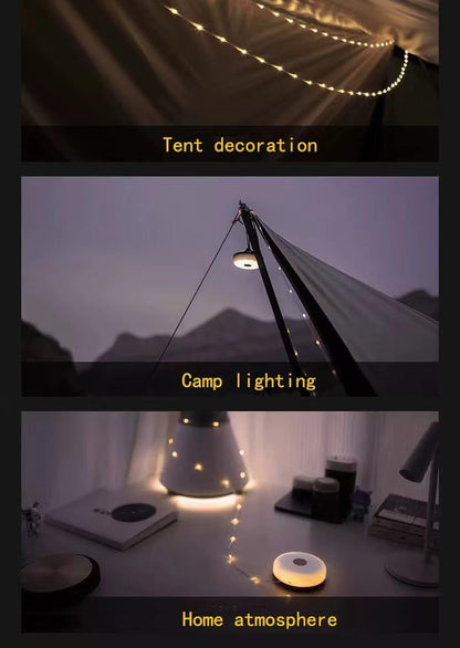 LED camping light rechargeable, hanging tent 10M light strip, 1500mAh large battery, 4 lighting modes, wind proof and waterproof lighting atmosphere light, suitable for camping