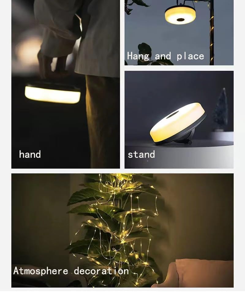 LED camping light rechargeable, hanging tent 10M light strip, 1500mAh large battery, 4 lighting modes, wind proof and waterproof lighting atmosphere light, suitable for camping