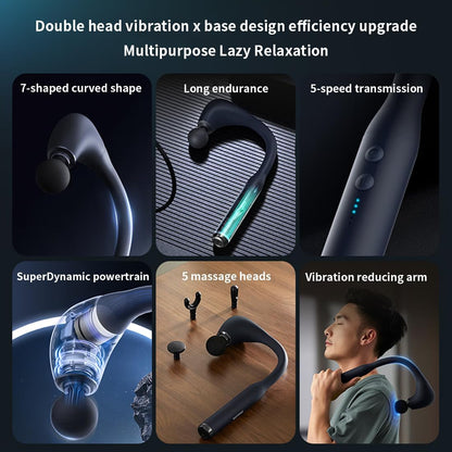 Massage Gun Deep Tissue with Upgraded Extension Handle for The Full Body,Pain Relief, Percussion Back Massager with 5 Massage Heads,Relax Gift for Mom, Dad,...