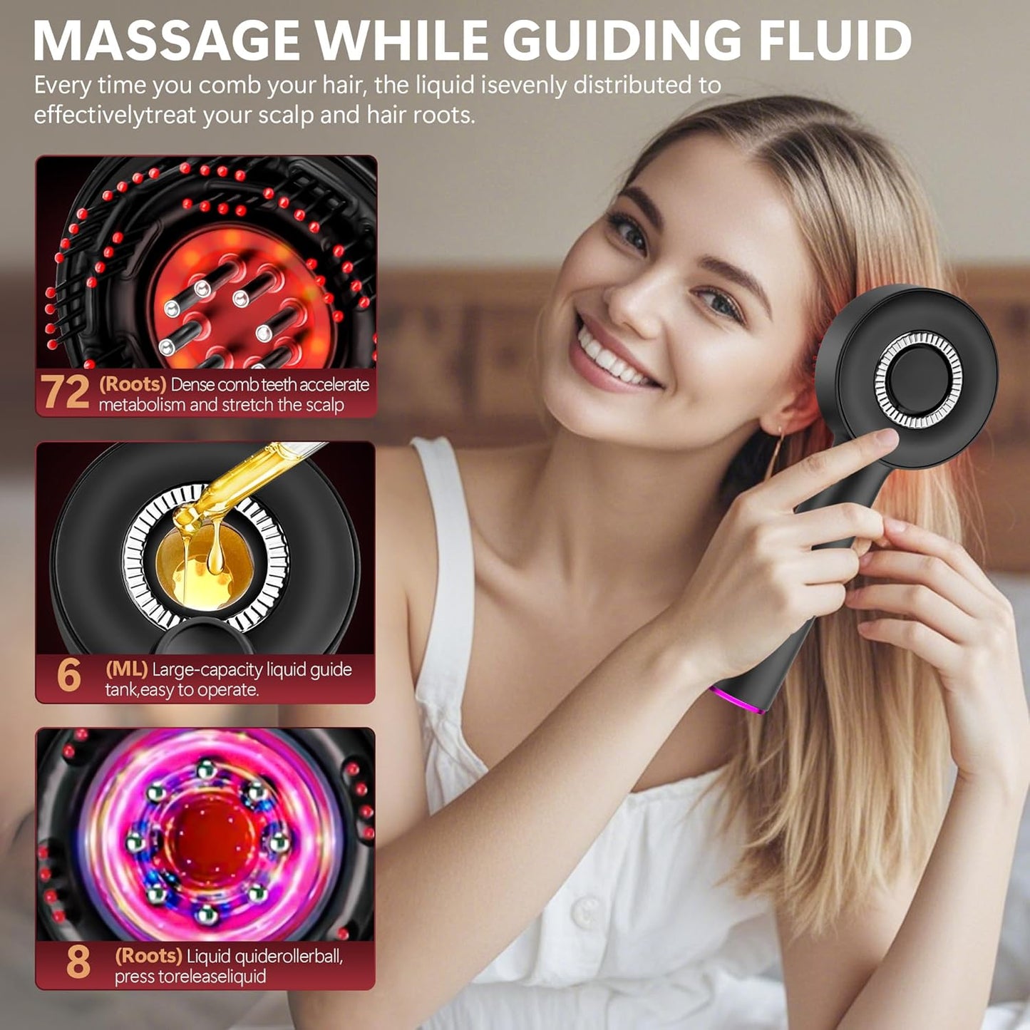 Rechargeable Hair Massager With Oil Dispenser