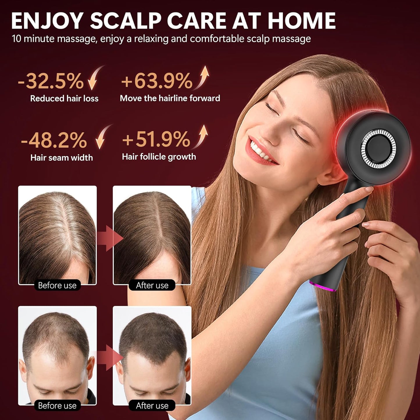 Rechargeable Hair Massager With Oil Dispenser