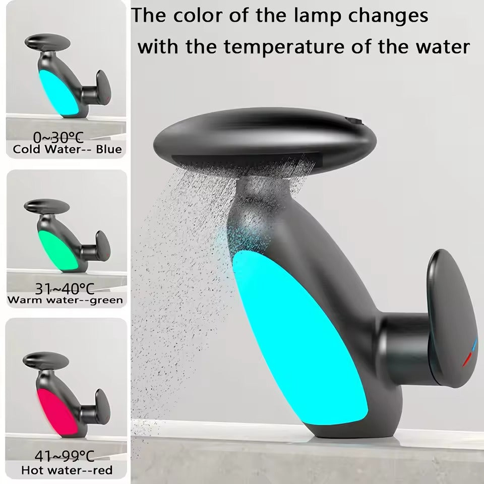 4 in 1 LED Bathroom Faucet Telescopic Sink Mixer Washbasin Kitchen Mixer Faucet with Hot and Cold Water